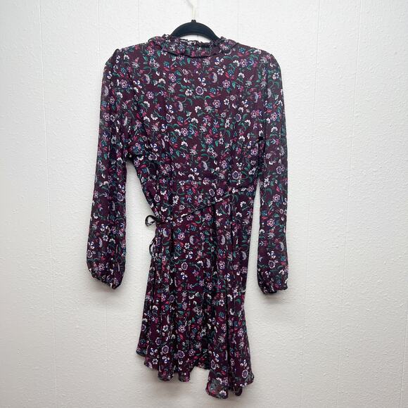 Francesca's Dress Womens Small True Wrap Floral Puff Sleeve Fairy Cottagecore - Picture 8 of 15